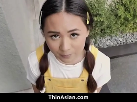 Cute little asian teen fucked by her neighbor couple