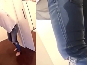 Japanese pee desperation and jeans wetting